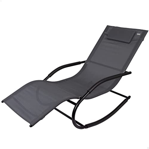 AKTIVE 61061 - Schaukelstuhl für den Außenbereich mit schwarzem Kissen, Maße: 56 x 158 x 83 cm, atmungsaktiv, robust und UV50-Schutz, Hängematte Gartenliege, M