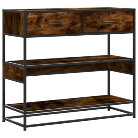 vidaXL Konsolentisch Räuchereiche 90x35x80 cm Holzwerkstoff, Sofatisch, Ablagetisch, Tisch, Flurtisch, Dielentisch, Wandtisch, Flurkonsole