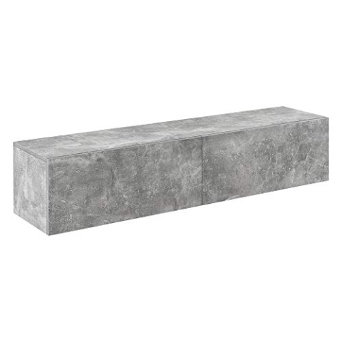 [en.casa] Hängeboard Betonoptik Hängeschrank 140x33x30cm Wohnwand mit 2 Ablagefächern TV Lowboard Hängekonsole Hängend