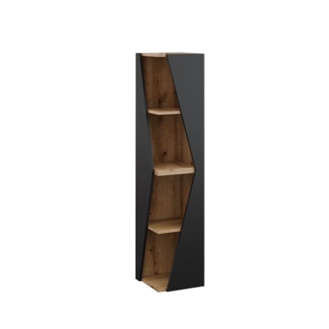 Vicco Badschrank Benno, Badezimmerhochschrank, Anthrazit/Eiche, 31.6 x 70.5 cm mit 3 Ablagen
