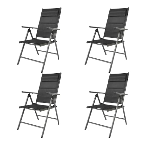 AXI Mack Campingstuhle Anthrazit/Schwarz, Set 4 Stück | Kompakter Klappstuhl für den Garten, 7-Fach verstellbar, mit Sitzkissen | Aluminiumgestell | 68 97 cm x 53 x 108 90 cm