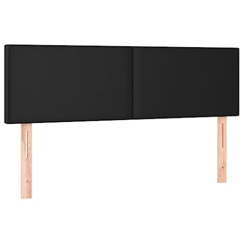 vidaXL LED Kopfteil, Bettkopfteil mit Holzbeinen, Höhenverstellbar Polsterkopfteil für Bett, Betthaupt Bettzubehör Schlafzimmer, Schwarz 144x5x78/88cm Kunstleder