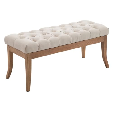 CLP Sitzbank Ramses mit hochwertiger Polsterung und Stoffbezug I Bank mit antik-Hellen Holzbeinen I Holzbank mit Einer Sitzhöhe von: 46 cm, Farbe:Creme, Größe:100 cm