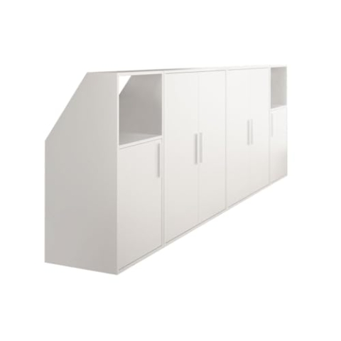 Vente-unique-Schrank unter Dachschräge mit 6 Türen & 2 Ablagen - Weiß - ADEZIO