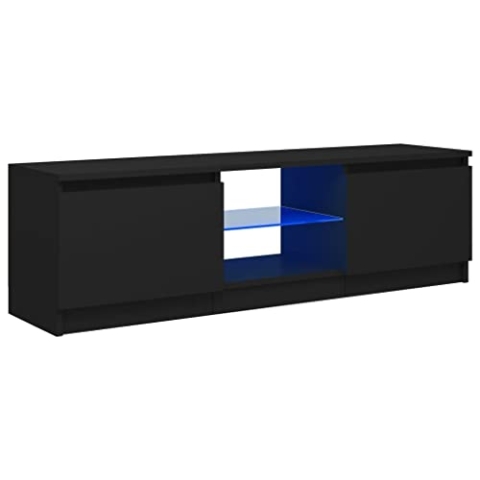 vidaXL TV Schrank mit LED-Leuchten Lowboard Sideboard Fernsehschrank Fernsehtisch TV Möbel Tisch Board HiFi-Schrank Schwarz 120x30x35,5cm