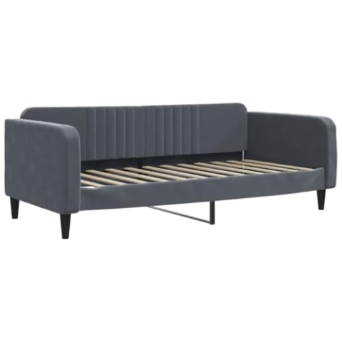 vidaXL Tagesbett, Gästebett ohne Matratze, Bettsofa Schlafsofa für Schlafzimmer Wohnzimmer, Bettgestell Lattenrost Sofa, Modern, Dunkelgrau 100x200cm Samt