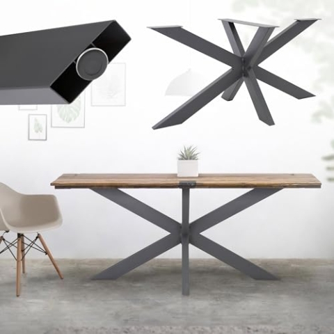 ML-Design Tischgestell Spider 78x71x120 cm, Anthrazit, Kreuzgestell Kreuz X-Design Tischfüße Möbelfüße, Schwerlast Tischkufen Stahl, Metall Tischbeine, DIY Esstisch, Industriedesign, einfache Montage