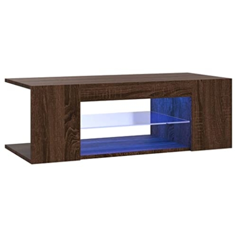 vidaXL TV Schrank mit LED-Leuchten Lowboard TV Möbel Tisch Board Sideboard Fernsehschrank Fernsehtisch HiFi-Schrank Braun Eichen-Optik 90x39x30cm