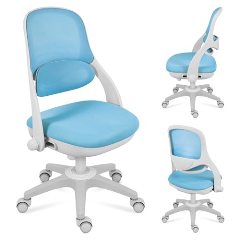 MARK ADLER Junior 4.7 Blue | Ergonomischer Kinderstuhl Drehstuhl Schreibtischstuhl | Höhenverstellbar | Rückenlehne mit Lendenstütze | Blockierbare Rollen | Für Kinder 90–160 cm | 1 Stück