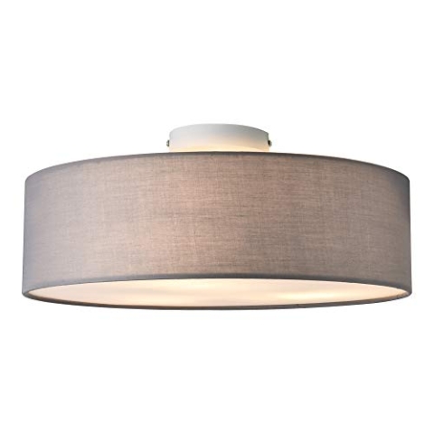 lux.pro Deckenleuchte Omaha 3 x E27 Deckenlampe 3-Flammig Durchmesser 45 cm Kunststoff Textiloptik Organza Grau/Weiß