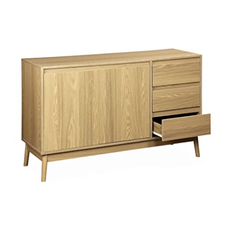 Alice's Home Anrichte in Holzdekor 2 Türen und 3 Schubladen L 120 x B 39 H 76cm - Dune