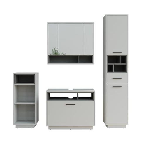 Vicco Badmöbel-Set Beatrice, Grau/Anthrazit, Set 4