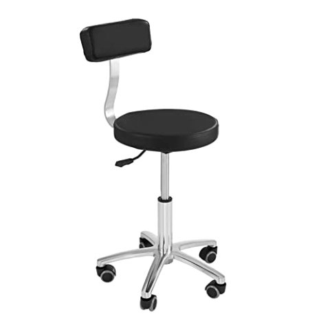 Physa Terni Black Arbeitsstuhl mit Rückenlehne Drehstuhl mit Rollen (Höhenverstellbar 44,5–58 cm, Stahlgestell, Eco-Leder) Schwarz