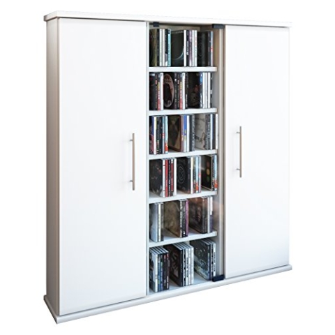 VCM Holz CD DVD Stand Regal Schrank Aufbewahrung Standregal Santo Glastür Weiß