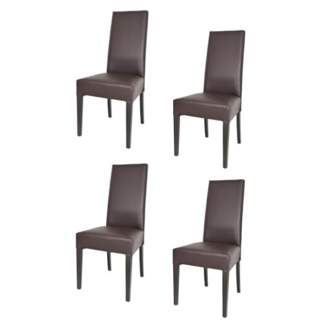 t m c s Tommychairs - 4er Set Moderne Stühle Luisa für Küche und Esszimmer, robuste Struktur aus lackiertem Buchenholz Farbe Wengeholz, Gepolstert und mit Kunstleder in der Farbe Mokka bezogen