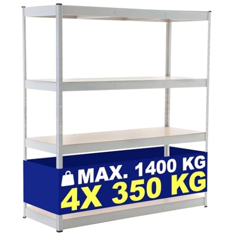 CLP Lagerregal 160X180X60 cm I Böden Bis Je 350 KG Belastbar I Metall-Steckregal, Farbe:weiß