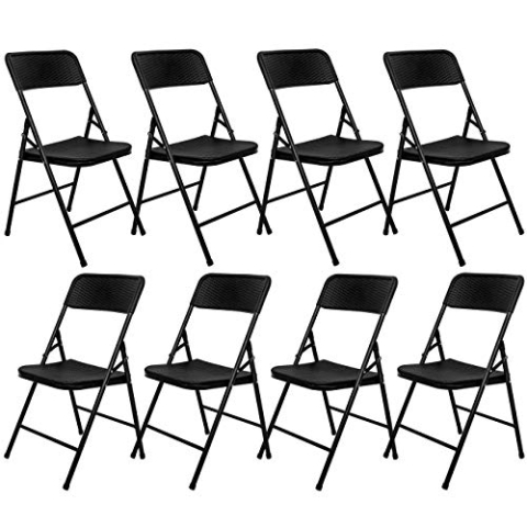 AMANKA 150kg Klappstuhl 8er Set - 50x46x83 Rattan-Optik Wetterfest Klappbar Balkonstuhl Gartenstuhl