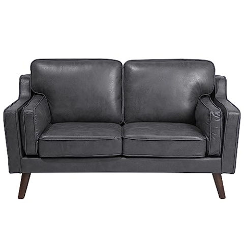 Beliani Trendy Sofa in Lederoptik in Grau Polstersofa 2-Sitzer Lokka