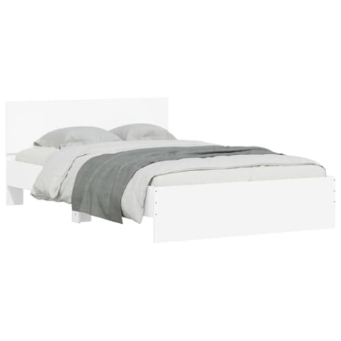 vidaXL Bettgestell, Bettrahmen mit Lattenrost, Bett Gästebett mit Kopfteil, Doppelbett Schlafzimmerbett Schlafzimmermöbel, Weiß 120x190cm