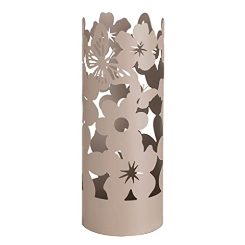 Baroni Home Schirmständer Modernes Design Regenschirmhalter aus Metall Flowers mit 2 Haken und Abnehmbarer Regenschutz, 19 x 19 x 49 cm (Taupe)