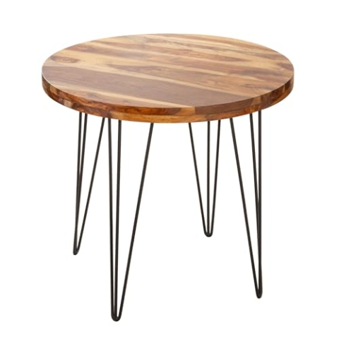 Riess Ambiente Massiver Esstisch MAKASSAR 80cm Sheesham rund mit Hairpin Legs Bistrotisch Tisch