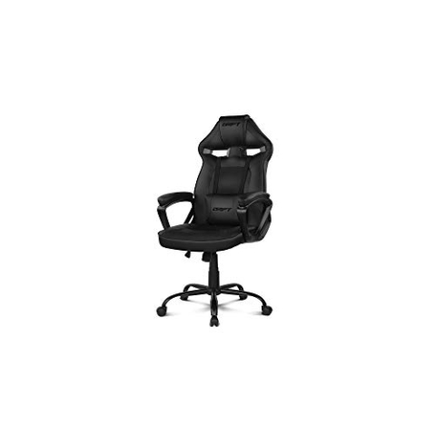 DRIFT GAMING Chair DR50 -DR50B- Gaming Stuhl, professionell, höhenverstellbar, Wippsitz, gepolsterte Armlehnen, Kunstleder, Schwarz, 67 x 122-131 x 67 cm
