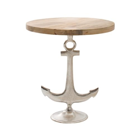 Riess Ambiente Maritimer Design Beistelltisch 50cm Seven SEAS mit Mangoholzplatte Tisch Wohnzimmertisch Massivholz