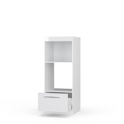Vicco Mikrowellenschrank Fame-Line, Küchenregal für die Mikrowelle, Weiß Hochglanz/Weiß, 60 cm offen