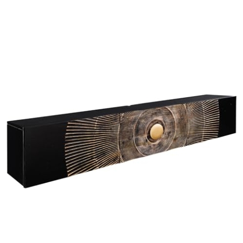 Riess Ambiente Hängendes TV-Lowboard GOLDEN Sunset 160cm schwarz Gold Mangoholz Handmade Wohnzimmerschrank Esszimmerschrank Hängeschrank