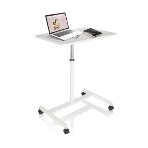 hjh OFFICE 802112 Stehtisch Laptop Stand VM-SU 70x48 cm Weiß Laptopständer Arbeitstisch höhenverstellbar bis 114 cm