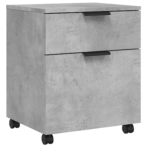 vidaXL Mobiler Aktenschrank mit Rollen Betongrau 45x38x54 cm, Schreibtischschrank, Schreibtischorganisator, Home-Office-Möbel