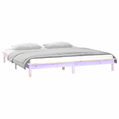 vidaXL Massivholzbett mit LEDs Bettgestell Bett Holzbett Doppelbett Bettrahmen Lattenrost Schlafzimmerbett Schlafzimmermöbel 120x200cm