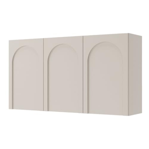 Selsey Sideboard Arkadia Grau-Beige 81 x 150 x 35 cm - Grifflos mit Tip-On-Technologie - 6 Fächer - Modernes Design mit Bögen - Laminatplatte Robust & Pflegeleicht - Eigenmontage