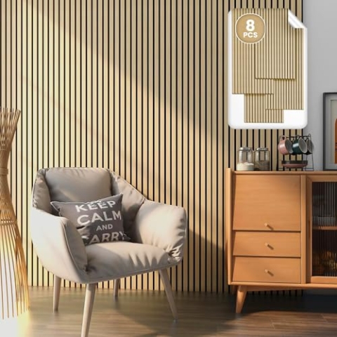 NEU.HOLZ Akustikpaneele Holz - Schalldämmung Wandpaneele in Holzoptik Eiche - Schallschutz Akustikplatten Wandverkleidung innen - Schallabsorber Paneele für Wand & Decke - Holzpaneele Wand 5,76 m²