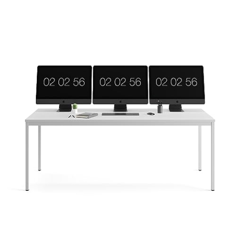 furni24 Schreibtisch-Stahl 200x100x75cm, Grau, TÜV/GS-Einfache Montage, Arbeitstisch, Bürotisch, Küchentisch, Esstisch, Druckertisch Büro-Möbel Arbeitszimmer Computertisch Gaming-Tisch Mehrzwecktisch