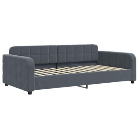 vidaXL Tagesbett, Gästebett mit Sperrholzlatten, Sofabett für Wohnzimmer Schlafzimmer, Sofa Polsterbett Bettgestell, Dunkelgrau 90x200cm Samt