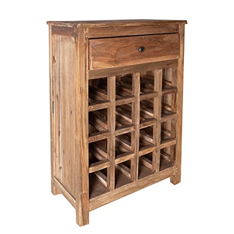Riess Ambiente Massives Weinregal Hemingway 56cm recyceltes Teakholz Weinschrank für 16 Flaschen Flaschenregal Schrank