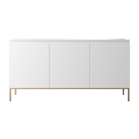 Selsey Kommode Schrank Aufbewahrungsschrank 150 cm 3 Türen 6 Fächer Weiß Goldene Beine Bemmi