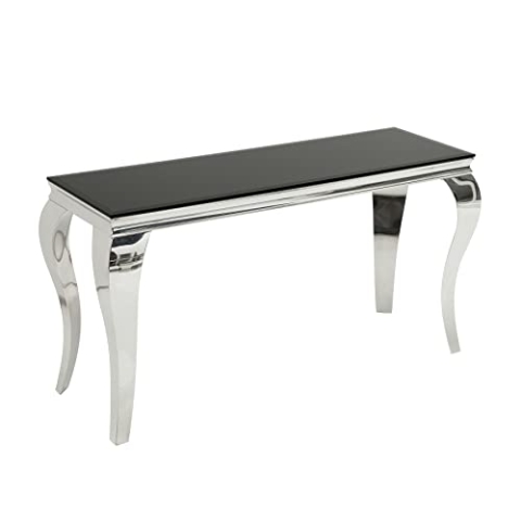 invicta INTERIOR Konsolentisch MODERN BAROCK schwarz Opalglas Beistelltisch Konsole Tisch Silber Edelstahl