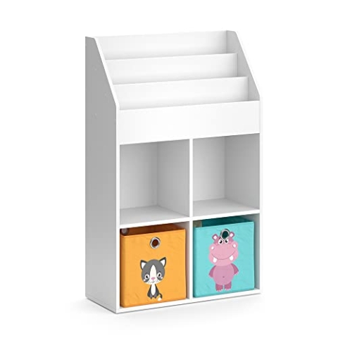 Vicco Kinderregal Luigi, Spielzeugregal für Faltboxen, Weiß, 72 x 114.2 cm mit 2 Faltboxen