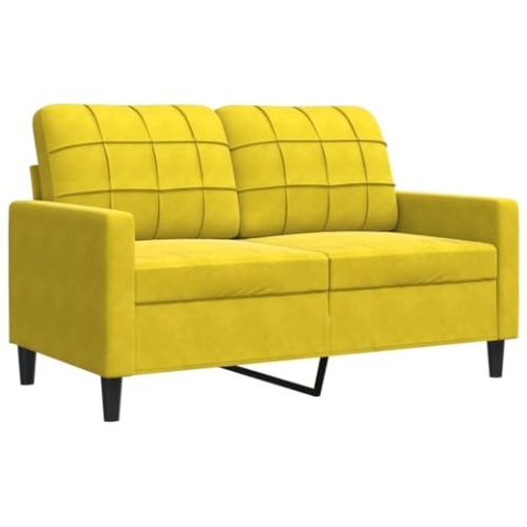 vidaXL Sofa 2-Sitzer, Polstersofa Doppelsofa für Wohnzimmer, Couch Loungesofa Metallgestell, Zweisitzer Samtsofa Sitzmöbel, Modern, Gelb 120cm Samt