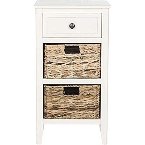 SAFAVIEH Modern Wooden Accent Table, in Distressed and White, 30 X 40 X 70