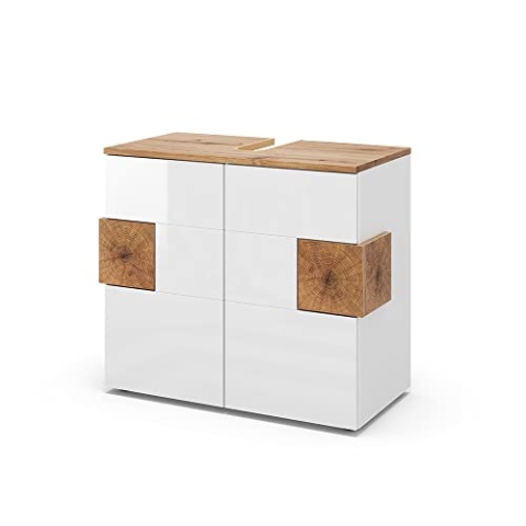 Vicco Waschbeckenunterschrank Eden, Weiß Hochglanz/Artisan-Eiche, 73.1 x 64 cm