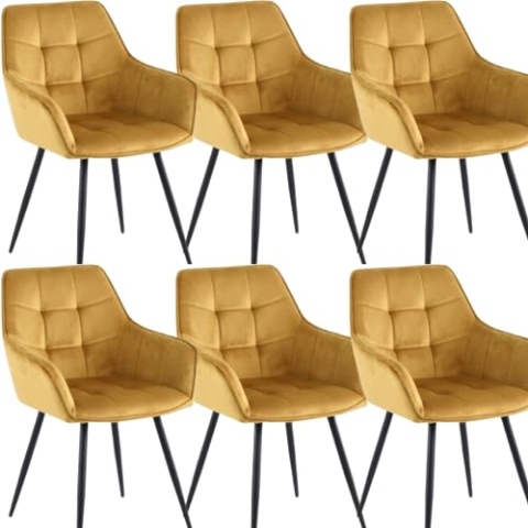 Colenis® - Oriana Esszimmerstuhl - 6er Set - Ockergelb - Mikrofaserstoff - Industriell
