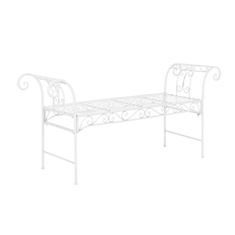 [en.casa] Gartenbank Cossila 70x147x46 cm Metallbank 200 kg Weiß