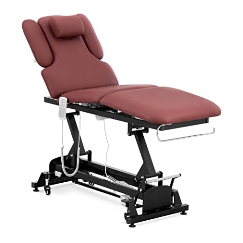 Physa Nantes Burgundy_PH Massageliege 3 Motoren 250 kg Schwarz/Bordeaux Massagebank Therapieliege Behandlungsliege