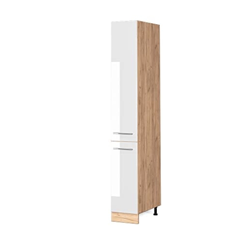 Vicco Apothekerschrank Fame-Line, Weiß Hochglanz/Goldkraft Eiche, 30 cm