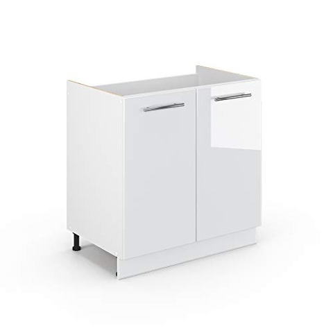 Vicco Waschbeckenunterschrank Fame-Line, Weiß Hochglanz/Weiß, 80 x 81.6 cm ohne Arbeitsplatte