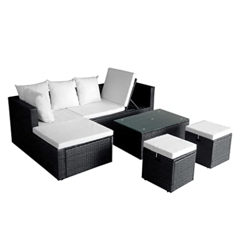vidaXL Garten Sofagarnitur 4-TLG. Poly Rattan Lounge Gartenmöbel Sofa Ecksofa