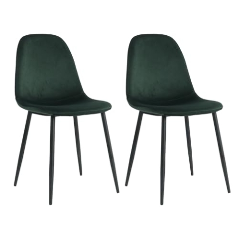 Mevsim Store Esszimmerstühle 2er Set Grün – Samtstühle ohne Armlehne – Bequeme Polsterstühle mit Metallbeinen für Küche & Esszimmer